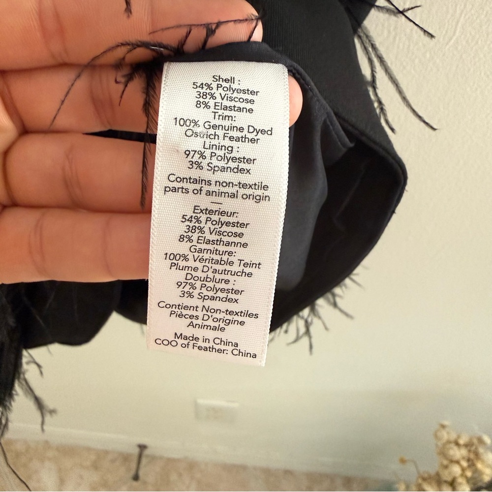 Elizabeth and James Size 6 Black Sleeveless Feather-Hem Mini Dress - Picture 7 of 7